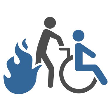 Yangın hasta tahliye düz vektör simgesi