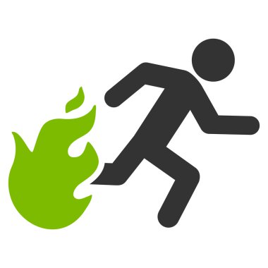 Adam düz vektör simgesi çalışan ateş