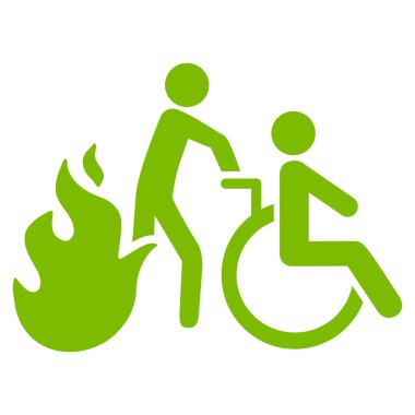 Yangın hasta tahliye düz vektör simgesi