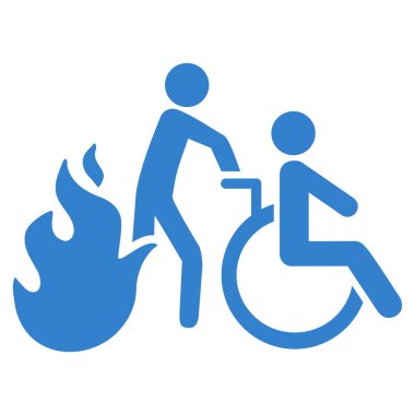 Yangın hasta tahliye düz vektör simgesi