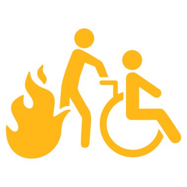 Yangın hasta tahliye düz vektör simgesi