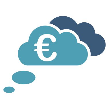 Euro rüya bulutlar düz glif simgesi