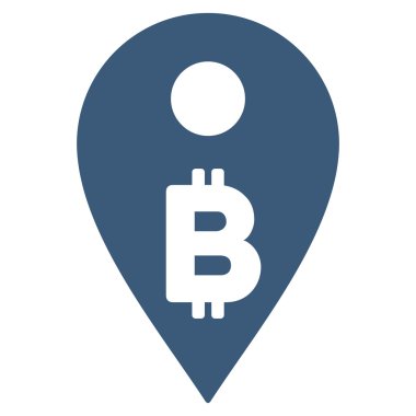 Bitcoin harita işaretleyici düz glif simgesi