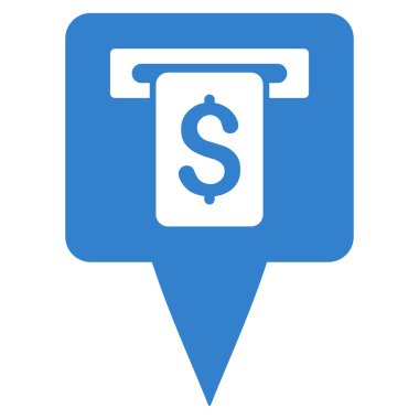 Para harita işaretçi düz glif simgesi