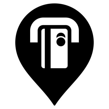 ATM makine işaretçi düz glif simgesi