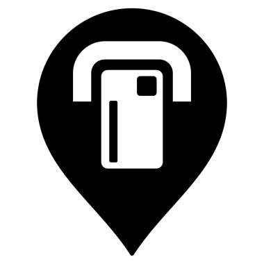 ATM harita işaretçi düz glif simgesi