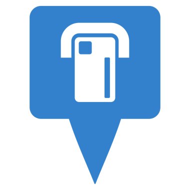 ATM Terminal harita işaretçi düz glif simgesi