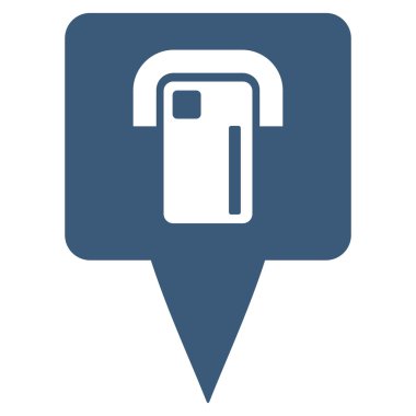 ATM Terminal harita işaretçi düz glif simgesi