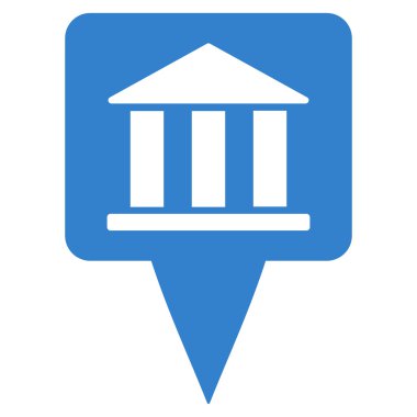 Banka Binası işaretçi düz glif simgesi