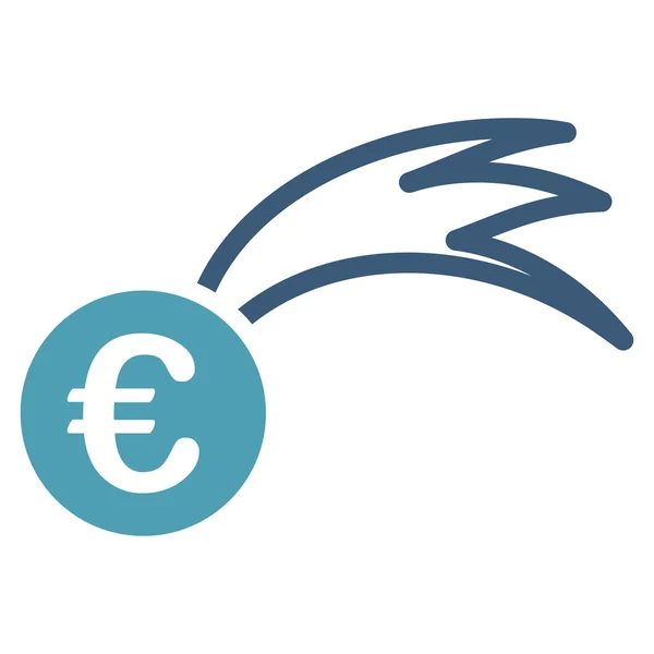 Icona del glifo piatto Meteor cadente in euro — Foto Stock