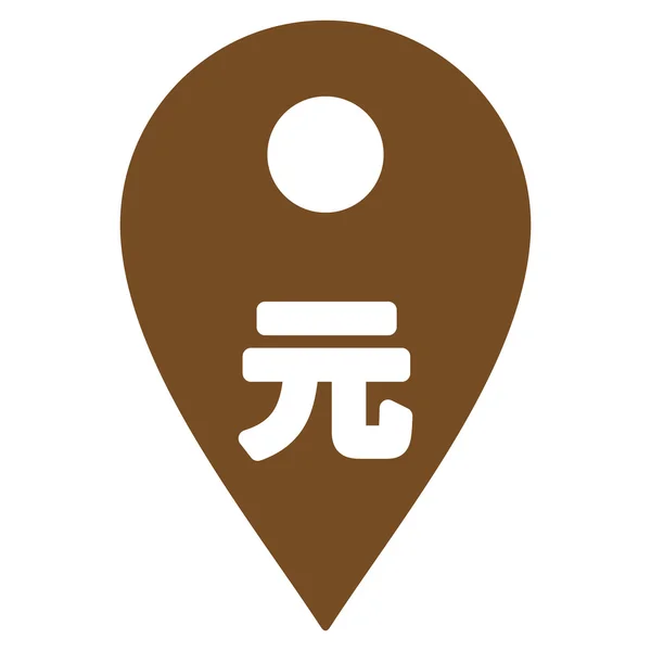 Yuan Map Marker Flat Glyph Icon — Stock Photo, Image