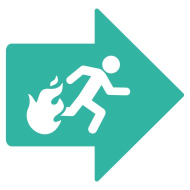 Yangın çıkış düz vektör simgesi