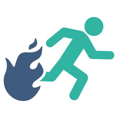 Adam düz vektör simgesi çalışan ateş