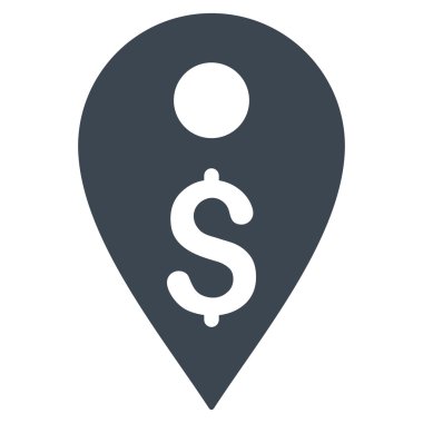 Doları harita işaretleyici düz glif simgesi