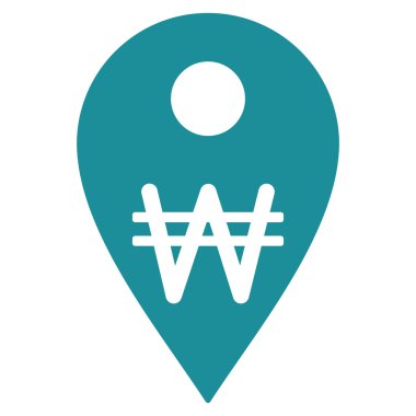 Harita işaretleyici düz glif simgesi Kore Wonu