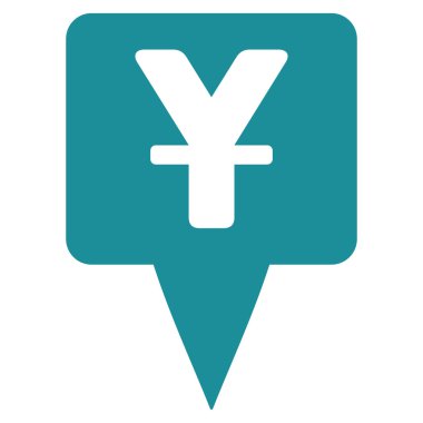 Yuan işaretçi düz glif simgesi göster