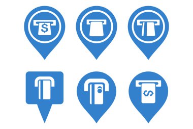 ATM harita işaretçi düz vektör simgeler