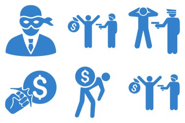 Hırsız tutuklama düz vektör simgeler