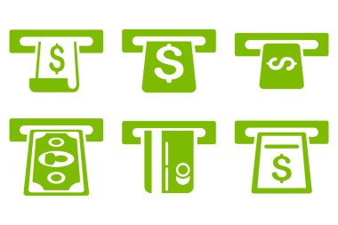 ATM Para Çekme düz vektör simgeler