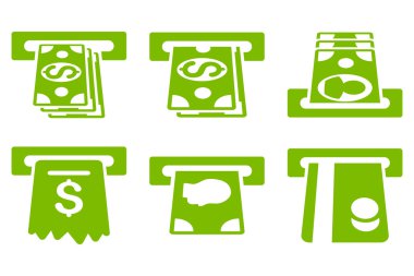 ATM makinesi düz vektör simgeler