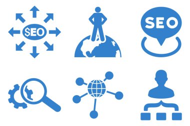 SEO Pazarlama düz vektör simgeler