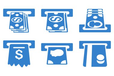 ATM makinesi düz vektör simgeler