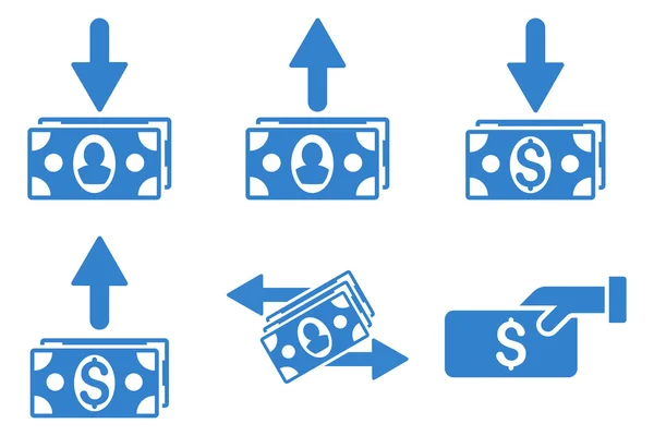 Billets de banque payants Icônes vectorielles plates — Image vectorielle