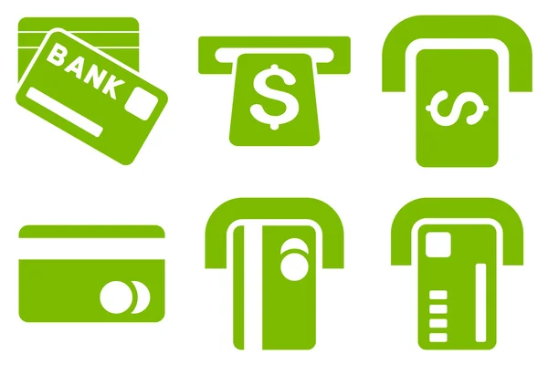 Bank ATM Flat Vector Icons — Stock Vector