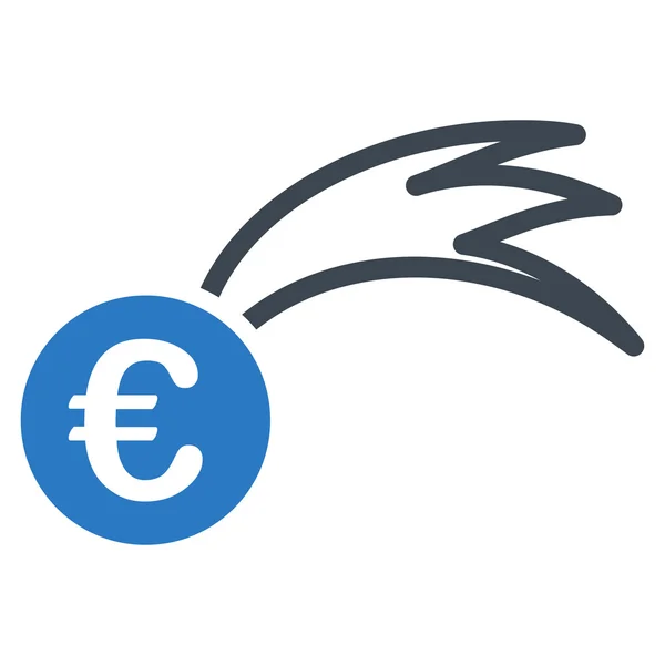 Icona del glifo piatto Meteor cadente in euro — Foto Stock