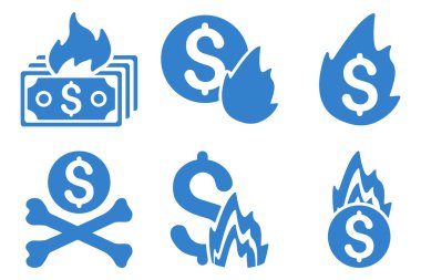 Yangın felaketi düz vektör simgeler