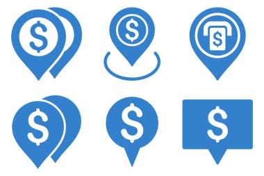 Doları harita işaretçi düz vektör simgeler
