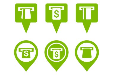 ATM harita işaretleyici düz vektör simgeler