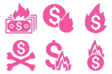 Yangın felaketi düz vektör simgeler