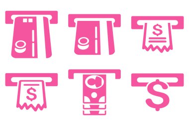 ATM yuvası düz vektör simgeler