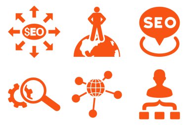 SEO Pazarlama düz vektör simgeler
