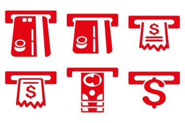 ATM yuvası düz vektör simgeler