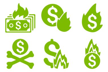 Yangın felaketi düz vektör simgeler