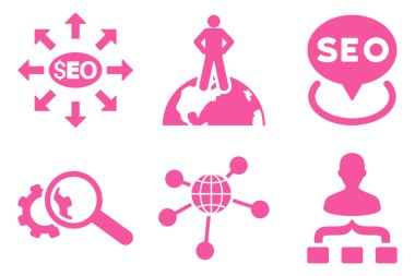 SEO Pazarlama düz vektör simgeler
