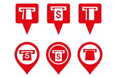 ATM harita işaretleyici düz vektör simgeler
