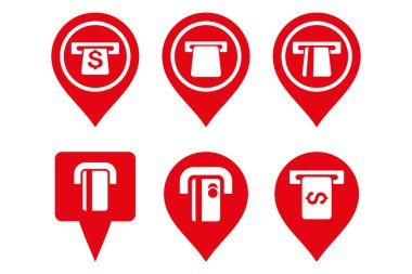 ATM harita işaretçi düz vektör simgeler