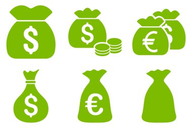 Para çantası düz vektör simgeler