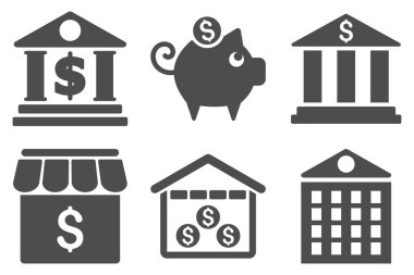 Banka düz vektör simgeler