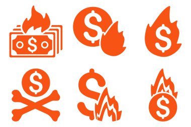 Yangın felaketi düz vektör simgeler