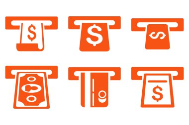 ATM Para Çekme düz vektör simgeler