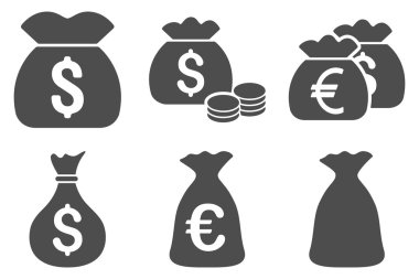 Para çantası düz vektör simgeler