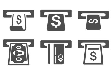 ATM Para Çekme düz vektör simgeler