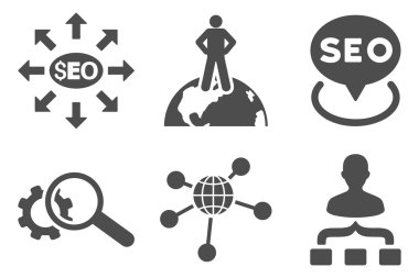 SEO Pazarlama düz vektör simgeler
