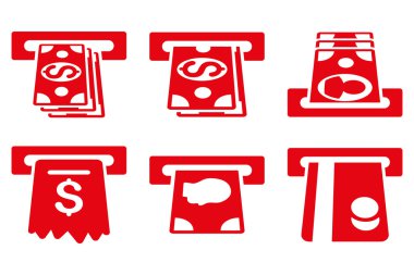 ATM makinesi düz vektör simgeler