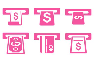 ATM Para Çekme düz vektör simgeler