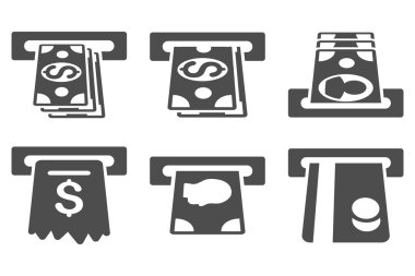 ATM makinesi düz vektör simgeler